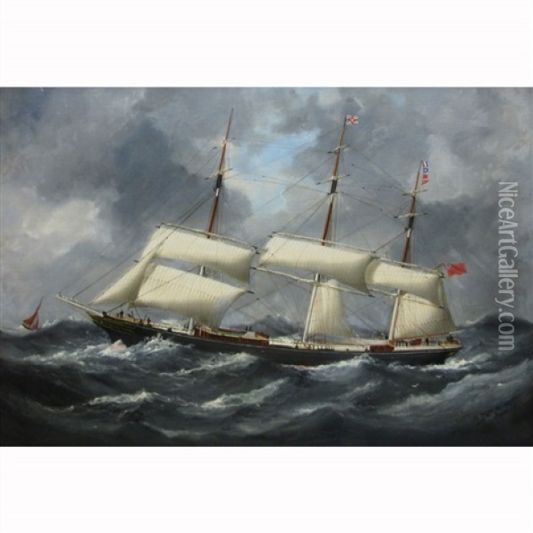 British Merchant Vessel Oil Painting - Edouard Adam