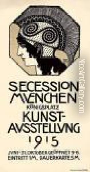 Plakat Fur Die Ausstellung Der Sezession Munchen Oil Painting - Franz von Stuck