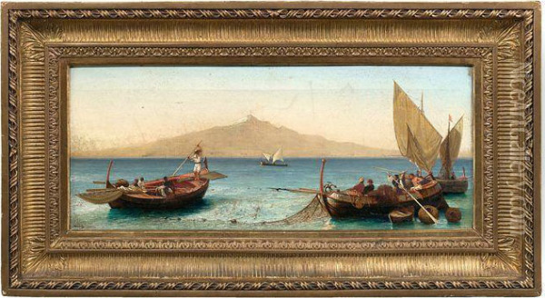 Fischerboote Im Golf Von Syrakus Oil Painting - Nerly Friedrich Paul