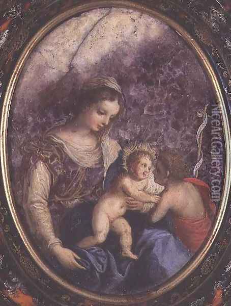 Virgin and Child with St. John Oil Painting - Johann Rottenhammer