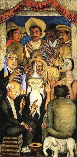 The Learned Banquet 1928 Oil Painting - Diego Rivera