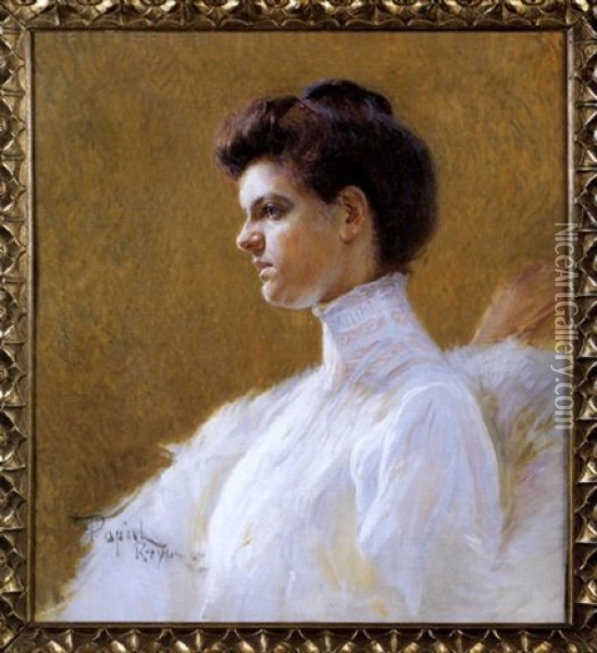 Portrait Of A Young Woman Oil Painting - Tadesz Popiel