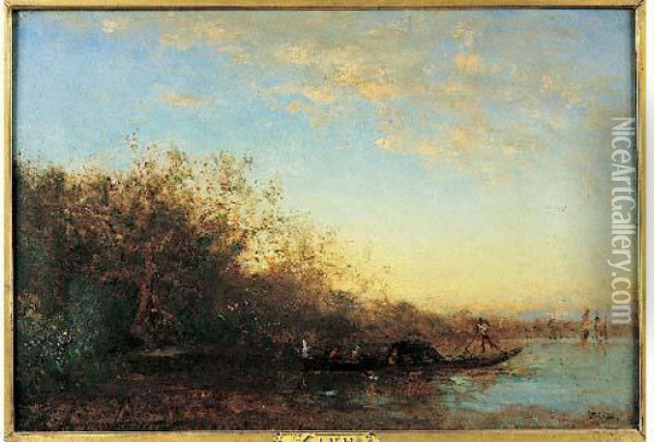 Gondole Dans La Lagune Oil Painting - Felix Ziem