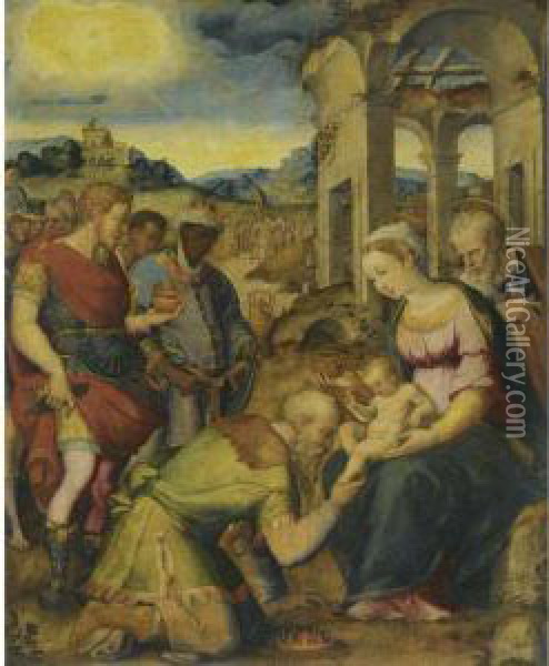 The Adoration Of The Magi Oil Painting - Giorgio Vasari