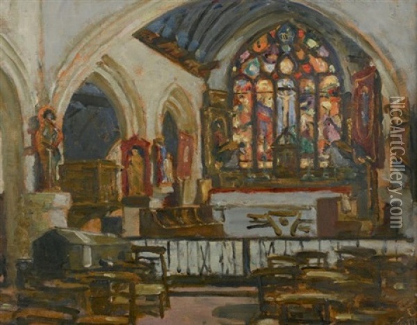 La Chapelle De Treguennec Et Etude (recto-verso) Oil Painting - Lucien Simon