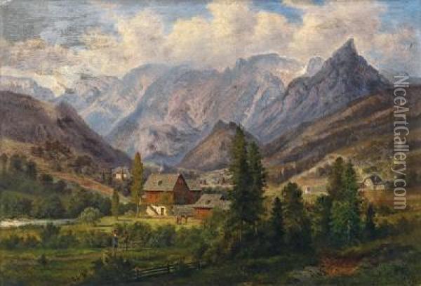 Gebirgslandschaft Oil Painting - Gustav Barbarini