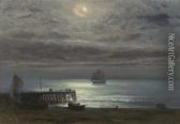 Yarmouth Jetty, Moonlight Oil Painting - Henry Moore