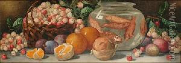 Still Life Of Fruit Oil Painting - Arthur Dudley