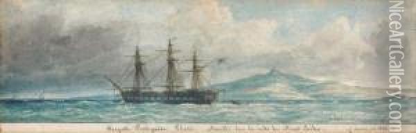 Fregate Portugaise Thetis Oil Painting - Francois Geoffroy Roux