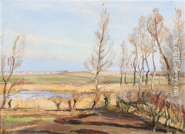 Landscape With Trees By A Stream Oil Painting - Fritz Syberg