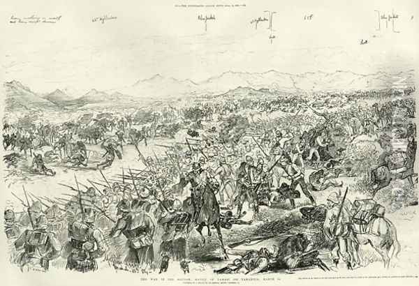 The Battle of Tamai on 13th March 1884, 1884 Oil Painting - Melton Prior