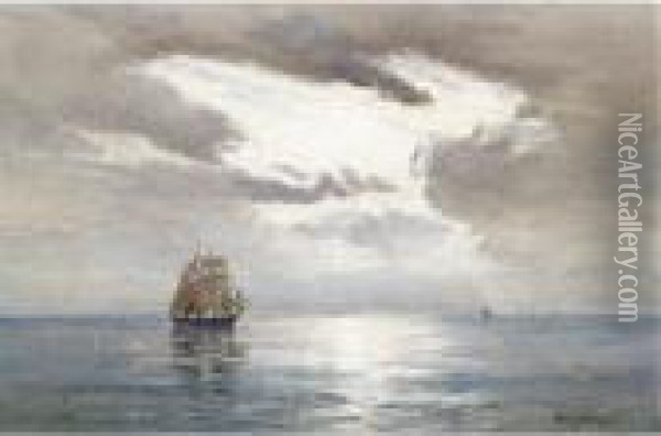 Sky Clearing At Sea Oil Painting - David West