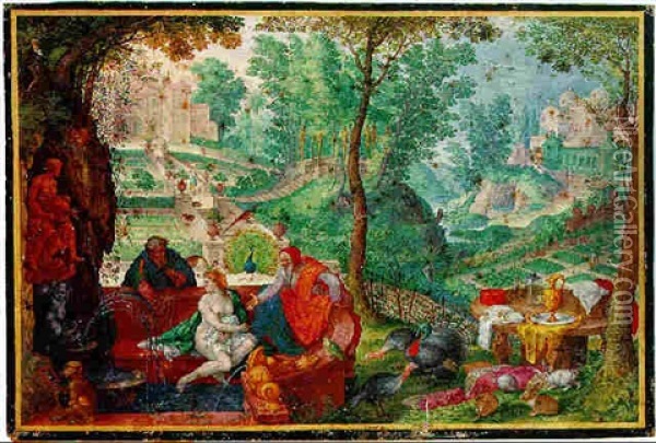 Susanna And The Elders Oil Painting - Friedrich Brentel the Elder