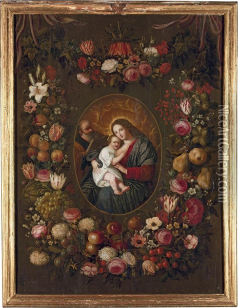 The Holy Family Oil Painting - Phillipe de Marlier