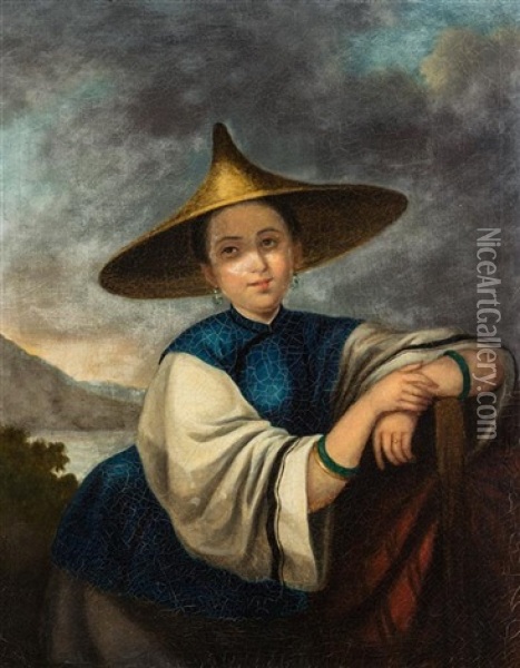 A Chinese Sampan Girl Oil Painting - George Chinnery