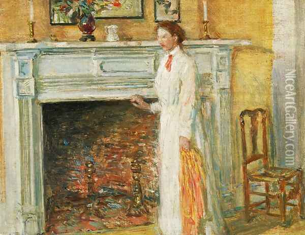 The Mantle Piece Oil Painting - Frederick Childe Hassam