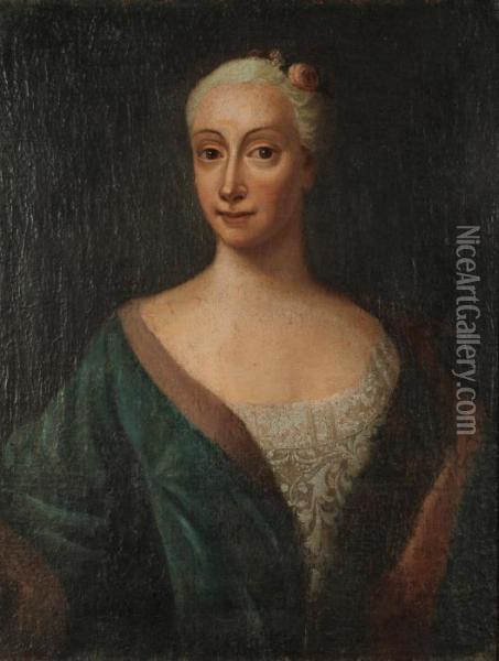 Portratt Forestallande Elisabet Sandelhielm, F. Polhem Oil Painting - David von Krafft