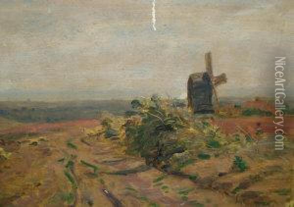Rba -- Landscape With A Windmill Oil Painting - Alfred Fitzwalter Grace