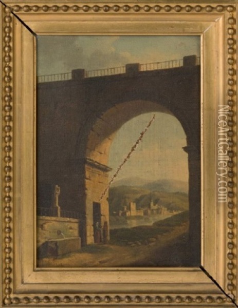 Paysage Avec Porte Monumentale Oil Painting - Jean-Baptiste Berlot