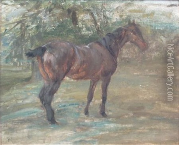 Outdoor Study With Horse Oil Painting - Robert L. Alexander