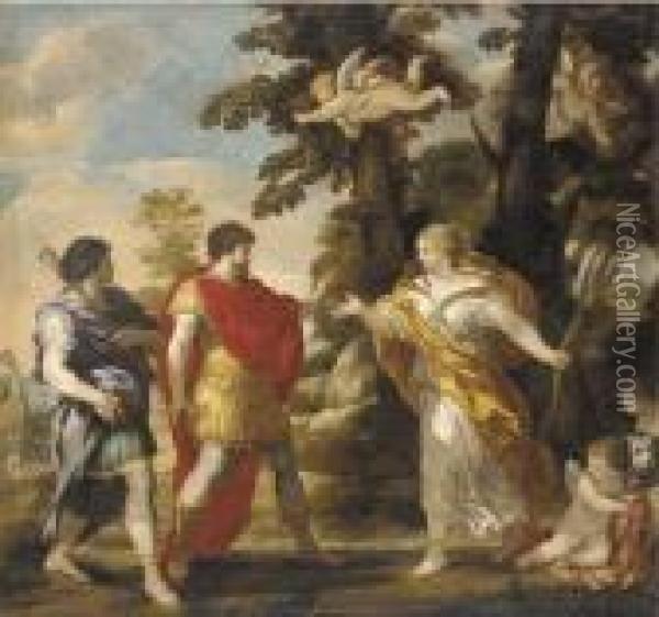 Venus Disguised As A Huntress Appearing To Aeneas And Achates Oil Painting - Pietro Da Cortona (Barrettini)