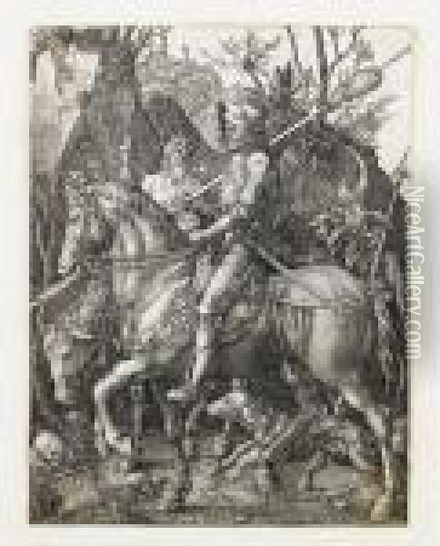 The Knight, Death And The Devil Oil Painting - Albrecht Durer