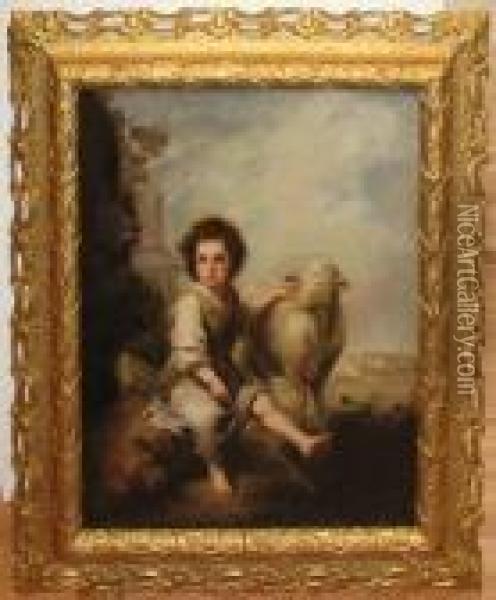 St. John With A Lamb Oil Painting - Bartolome Esteban Murillo
