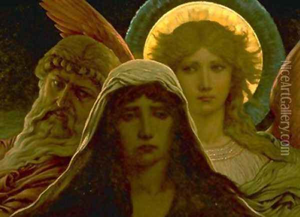 The Sorrowing Soul Between Doubt and Faith (1884) Oil Painting - Elihu Vedder