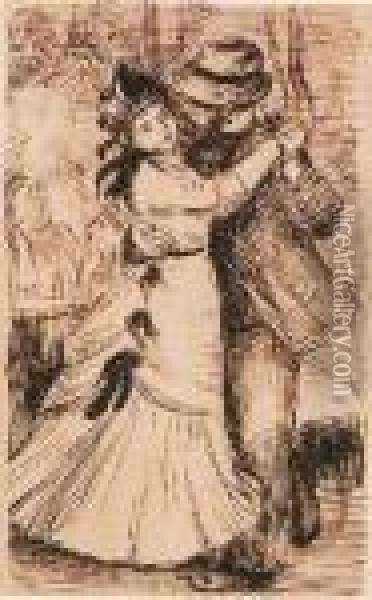 La Danse A La Campagne (2emeplanche) Oil Painting - Pierre Auguste Renoir