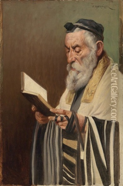 Rabbiner Oil Painting - Franz Obermueller