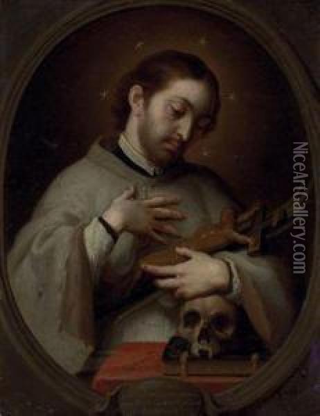 Portrait Of Saint Luis Gonzaga Oil Painting - Juan Patricio Morlette Y Ruiz