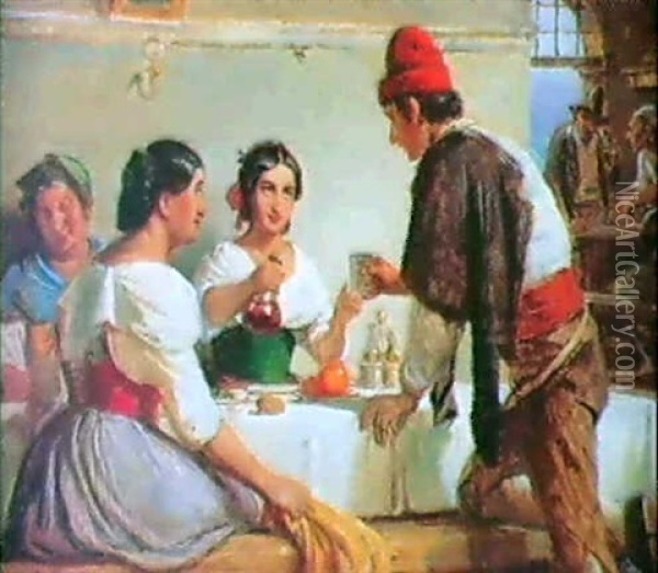 Scene Fra Et Osteri, Rom Oil Painting - Wilhelm Nicolai Marstrand