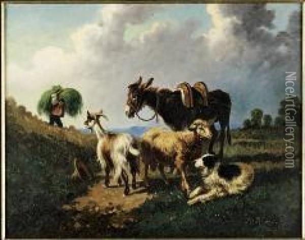 Paesaggio Con Animali Oil Painting - Antonio Milone