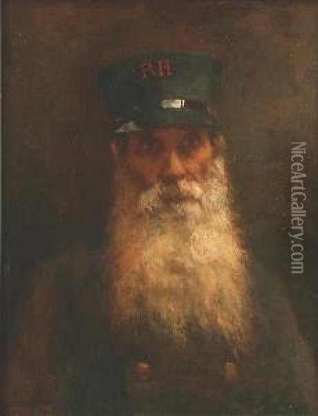 Portrait, Head And Shoulders, Of A Chelsea Pensioner Oil Painting - Hubert Vos