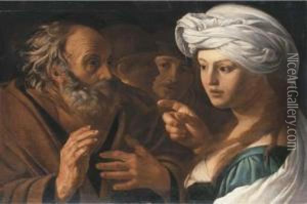 The Denial Of Saint Peter Oil Painting - Dirck Van Baburen