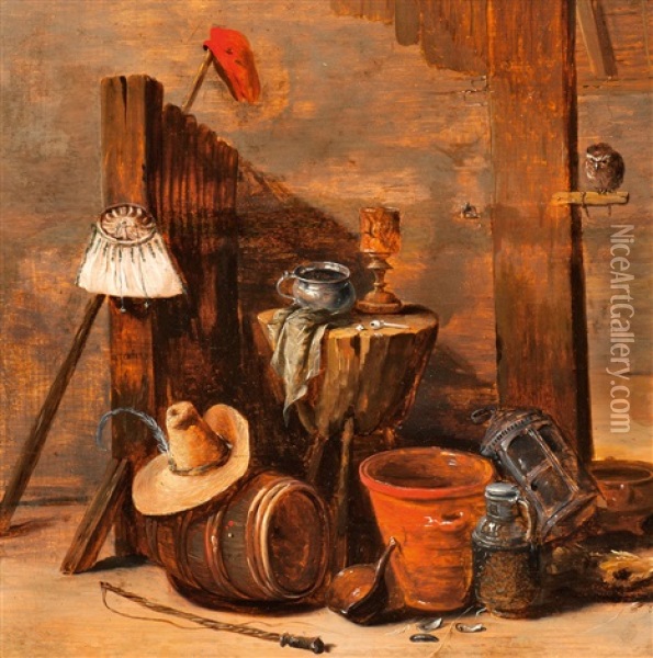 Barn Interior Oil Painting - Abraham Teniers