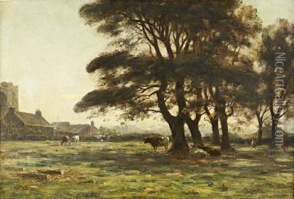 Grazing In A Summer Field Oil Painting - William Darling MacKay