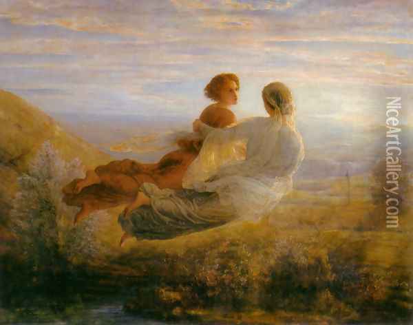Le Poème de l'âme - Le Vol de l'âme (The Poem of the Soul - The Soul's Flight) Oil Painting - Anne-Francois-Louis Janmot