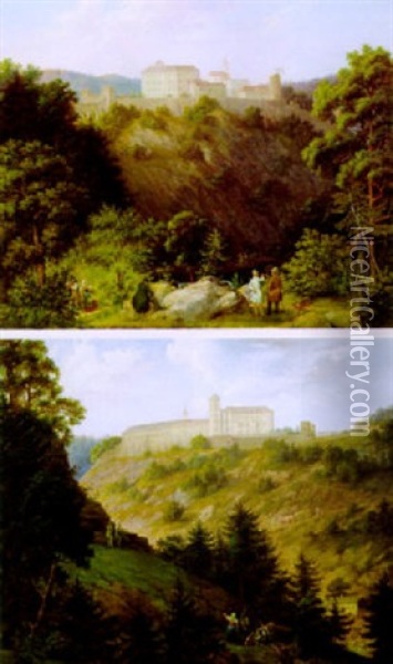 Blick Auf Schloss Vothau Des Grafen Daun In Mahren Oil Painting - Thomas Ender