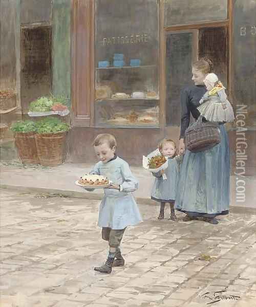 The birthday cake Oil Painting - Victor-Gabriel Gilbert