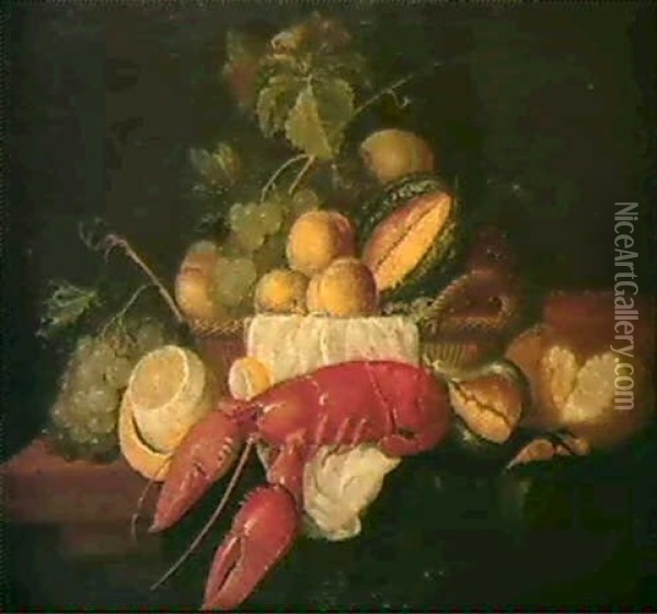 Nature Morte Aux Fruits Et Au Homard Oil Painting - Johannes Hannot