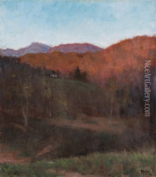 View Of A Mountainside Oil Painting - Istvan Reti