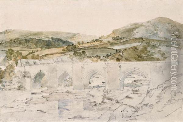 Llangollen Bridge, North Wales Oil Painting - John Powell