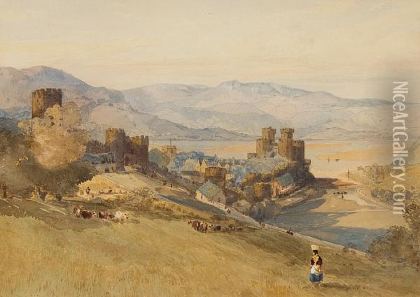 Conwy Castle Oil Painting - Thomas Lound