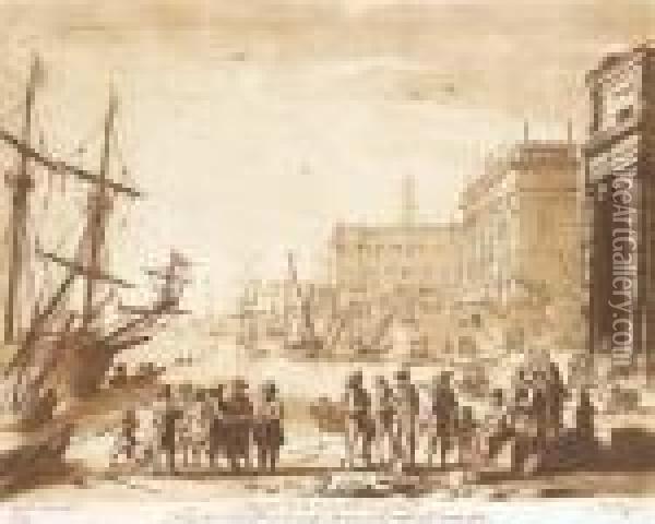 Paysages Animes Et Scenes De Port Oil Painting - Claude Lorrain (Gellee)