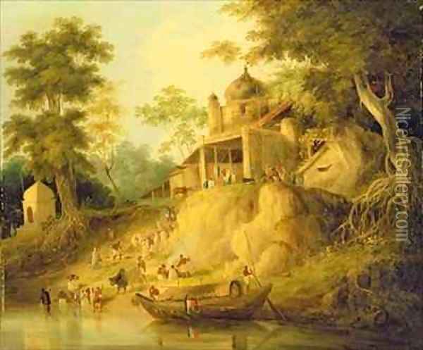The Banks of the Ganges Oil Painting - William Daniell RA