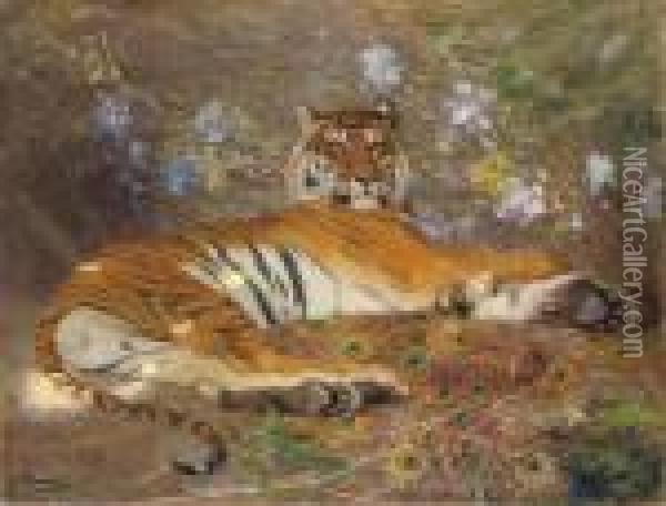 Tigre De L'annam: A Proud Predator Oil Painting - Gustave Surand