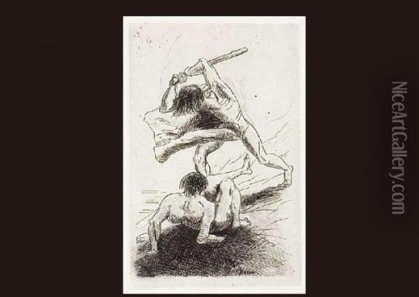 Cain Et Abel Oil Painting - Odilon Redon