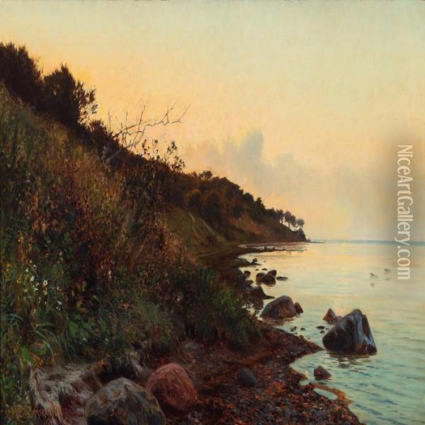 Coastal Scenery From Moesgaard Strand Oil Painting - Carl Milton Jensen