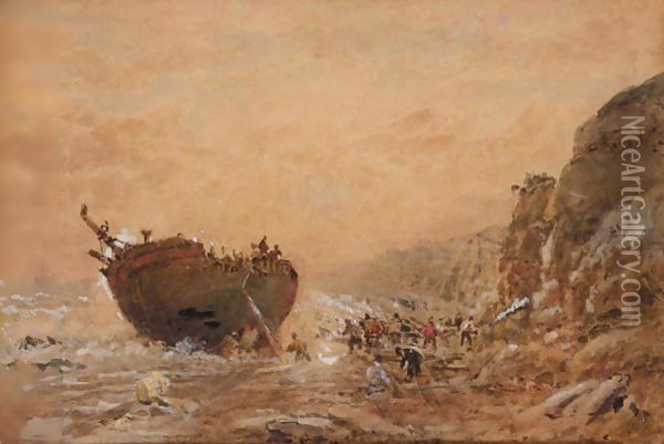 Study For The Wreck Oil Painting - Frederick Nash